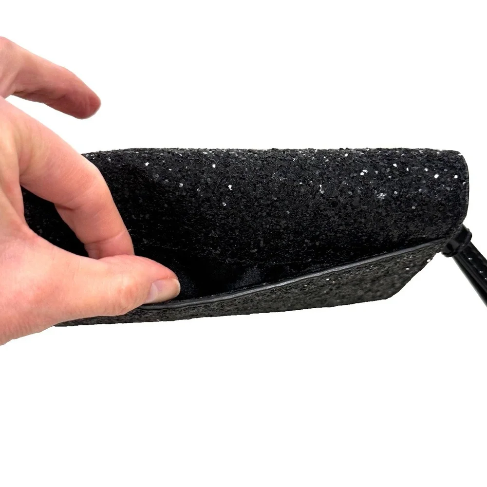 Kate Spade Glittery Evening Bag Wristlet‎ 4 Leaf Clover Closure 3 Compartments
